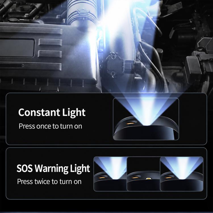 Portable car air pump with bright constant light and SOS warning light near nozzle