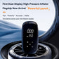 Black portable digital tire inflator with front dual display showing pressure values