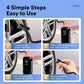 Black portable digital tire air pump with display screen and attached nozzle hose
