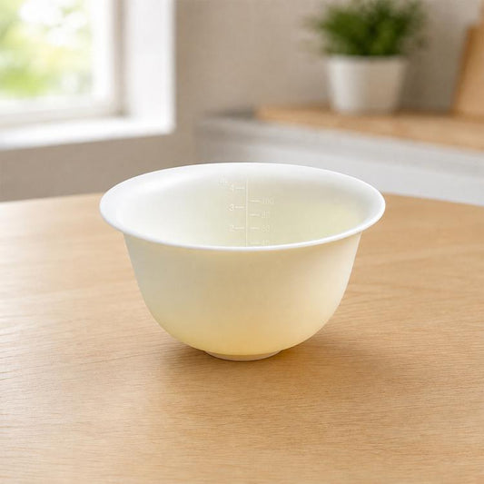 Soft silicone facial mask mixing bowl, cream, with measuring scale markings