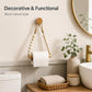 Decorative wooden beaded toilet paper holder with jute rope and roller bar