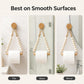 Wooden beaded toilet paper holder with jute rope loops for wall mounting