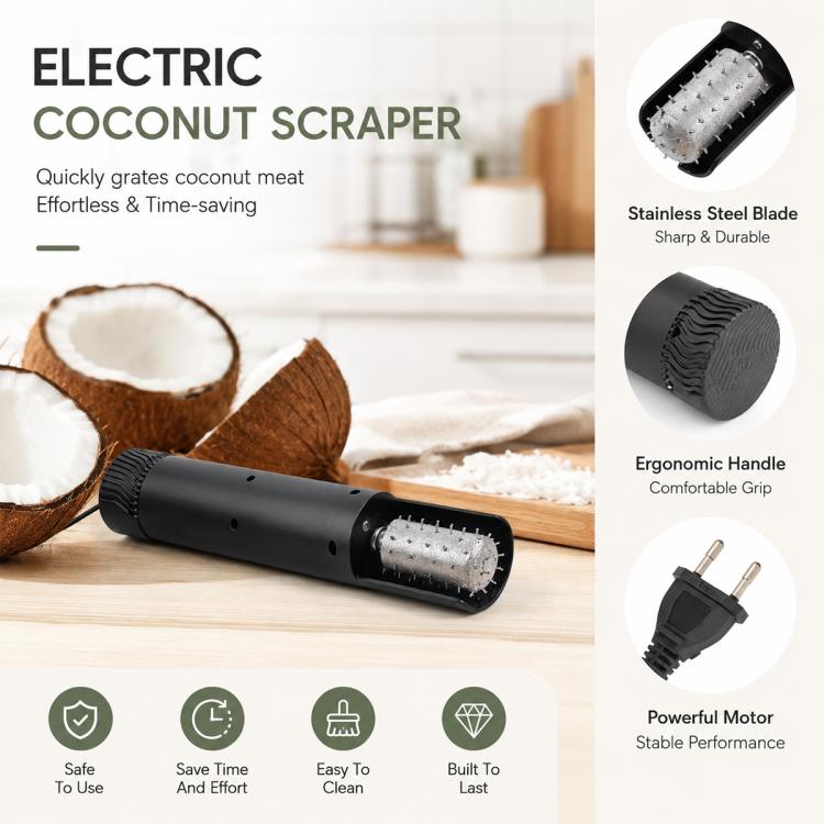 LsCook Portable Handheld Electric Coconut Meat Scraper, US Plug, UK Plug, EU Plug