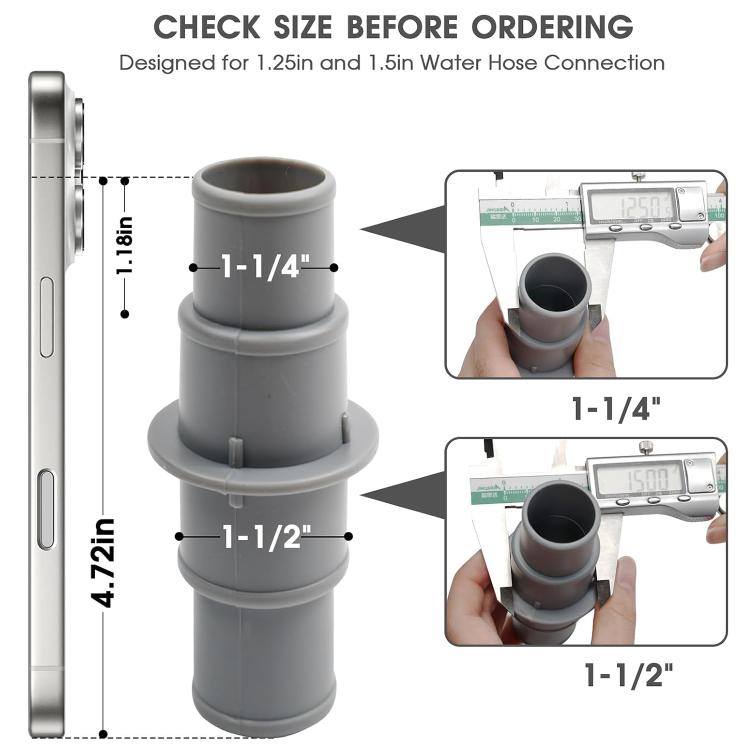 Plastic Swimming Pool Vacuum Hose Connector with 2 Iron Clamps