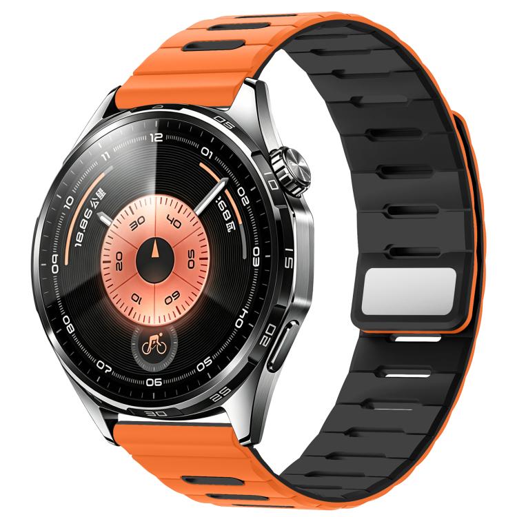Horizontal Stripes Two Color Magnetic Silicone Watch Band, 22mm