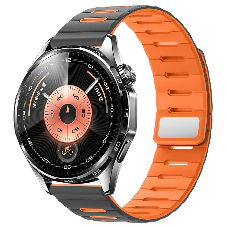 Horizontal Stripes Two Color Magnetic Silicone Watch Band, 22mm