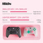 Wired gaming controller size comparison with a translucent controller and button layout