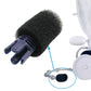Black foam scrubber cylinder with blue mounting clip for pool cleaner attachment