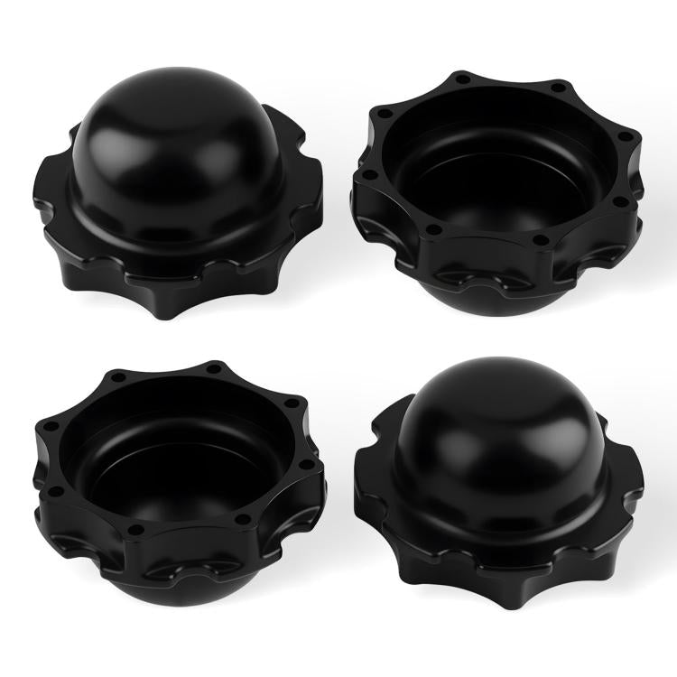 Black pool stopper cap set with flanged base and dome top (4-pack)