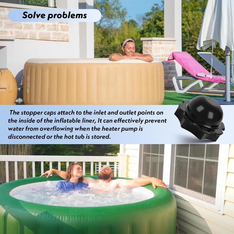 Black pool stopper cap with flanged base and dome top