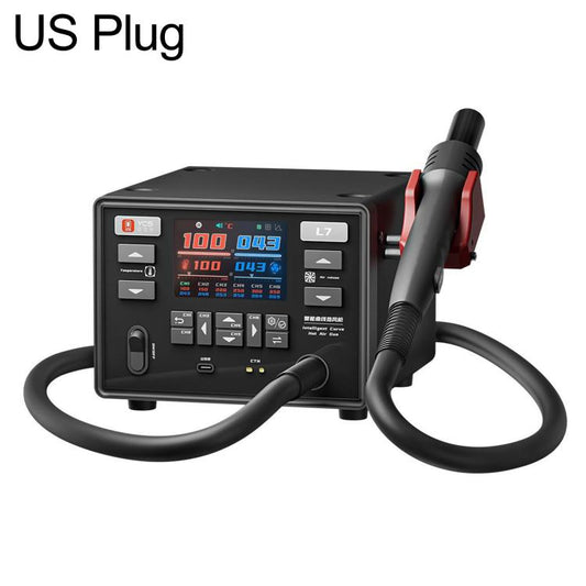 YCS L7 1400W High Power Smart Automatic Temperature System Curved Hot Air Gun Station with Automatic Sleep, US Plug, EU Plug