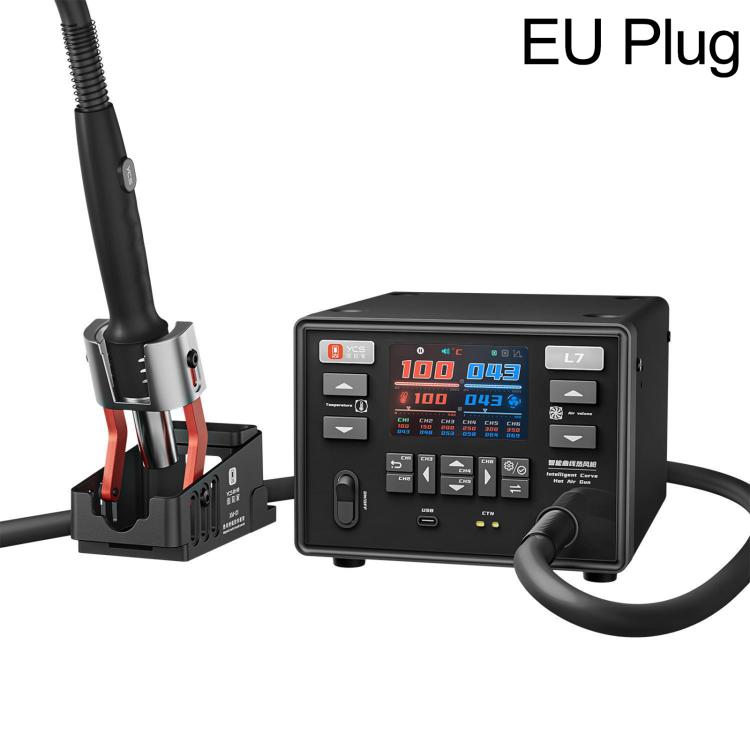 YCS L7 1400W High Power Smart Automatic Temperature System Curved Hot Air Gun Station with Automatic Sleep, US Plug, EU Plug