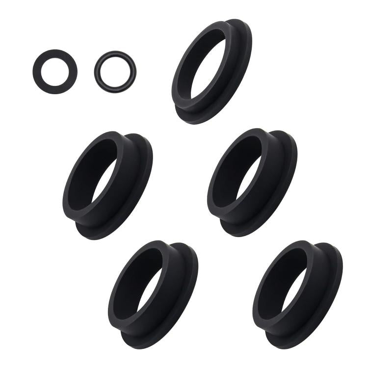 Set of black rubber ring washers with small O-ring