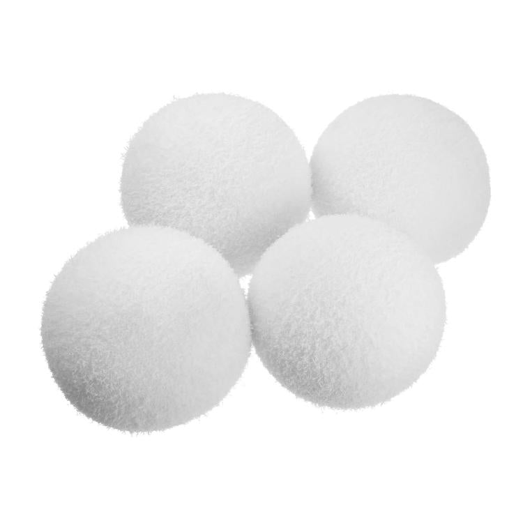 Four white reusable sponge balls for absorbing oil and scum
