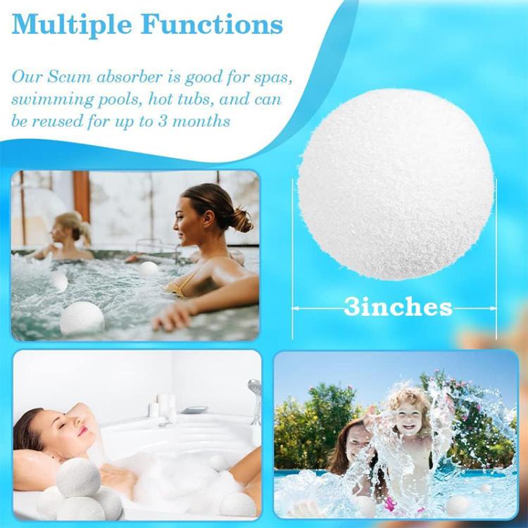 3-inch white sponge ball for removing pool scum and oil