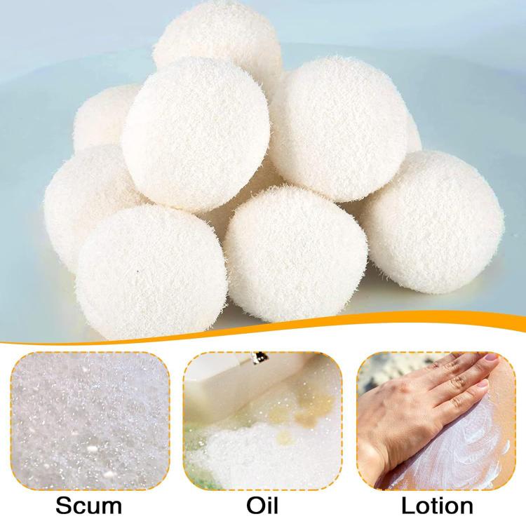 Pack of white foam sponge balls, oil-absorbent spheres