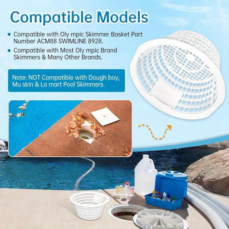 White pool skimmer filter basket separator insert with fine grid pattern