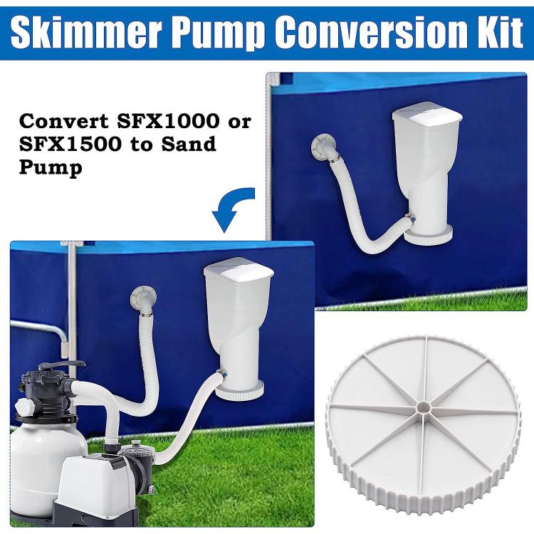 White skimmer pump conversion kit part: ribbed circular cover with radial vanes