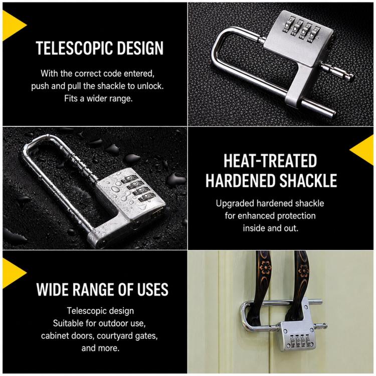 Adjustable Lock-Length Combination Lock for Cabinet Door Handles