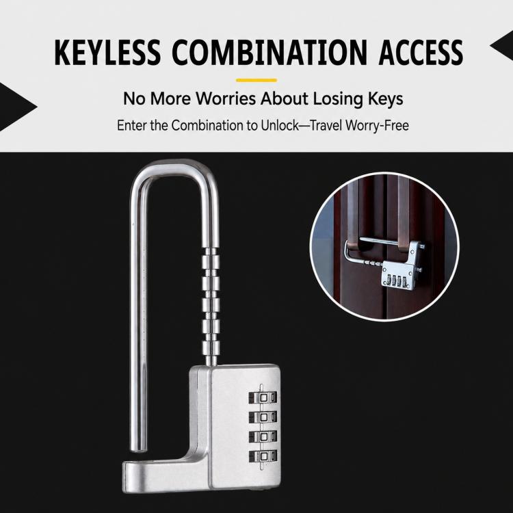 Adjustable Lock-Length Combination Lock for Cabinet Door Handles