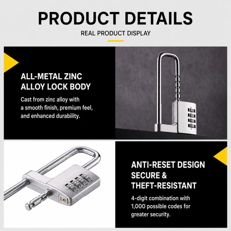 Adjustable Lock-Length Combination Lock for Cabinet Door Handles