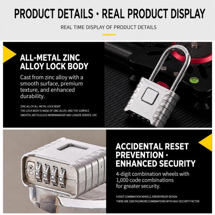 All-Metal Combination Padlock Heavy-Duty Lock for Warehouse & Garden Gate