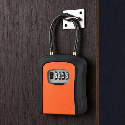 Wall-Mount Key Storage Box Combination Lock with Steel Cable & Plastic Lock Body