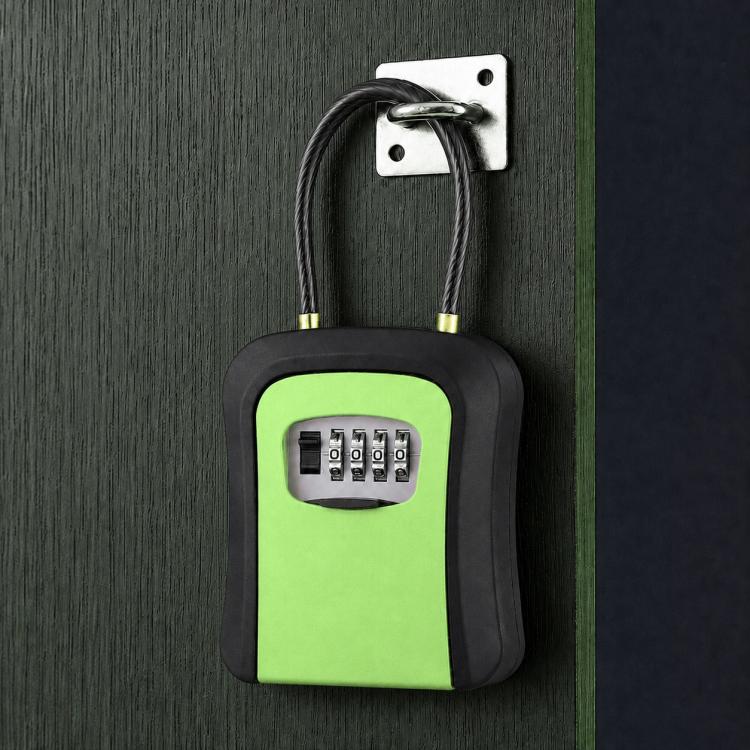 Wall-Mount Key Storage Box Combination Lock with Steel Cable & Plastic Lock Body