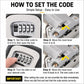 Wall-Mount Key Storage Box Combination Lock with Steel Cable & Plastic Lock Body