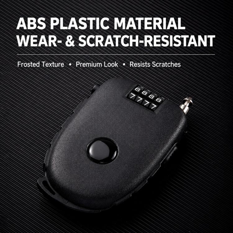 Black helmet lock with textured ABS shell and 4-digit combination dial
