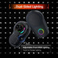 Black car charging mount with dual-sided RGB lighting and adjustable front light