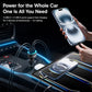 Black 4-port car charger with blue light ring in car cigarette lighter socket