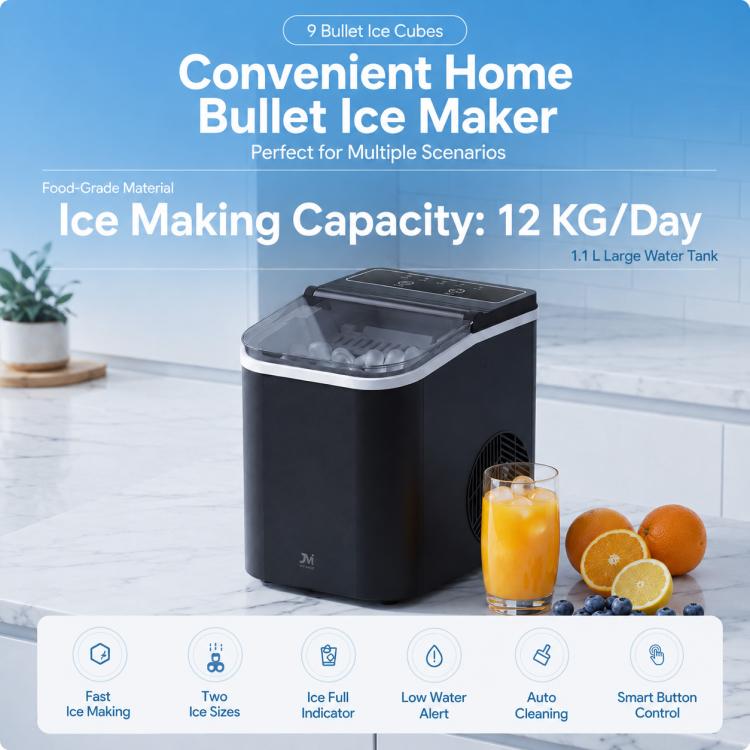 JI-A02A Portable Fully Automatic Mini Bullet Shaped Ice Maker, EU Plug, US Plug, UK Plug