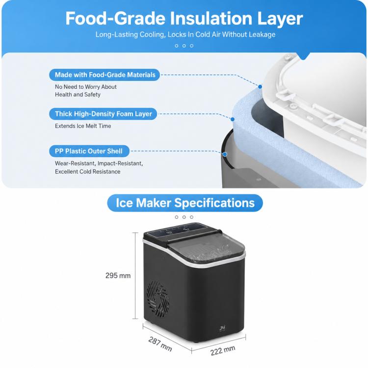 JI-A02A Portable Fully Automatic Mini Bullet Shaped Ice Maker, EU Plug, US Plug, UK Plug