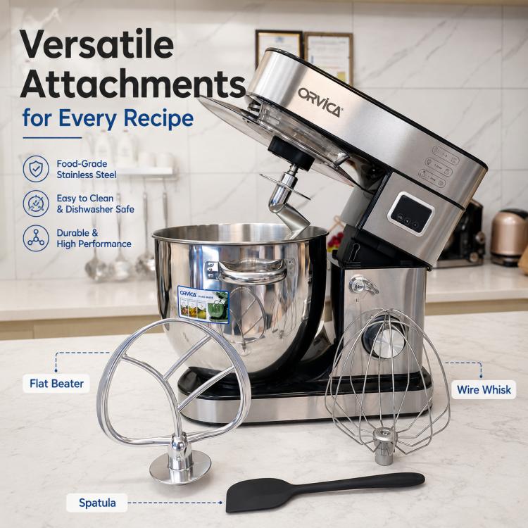 ORVICA ORM-208 Tabletop Stainless Steel Dough Kneading Mixing Machine, EU Plug