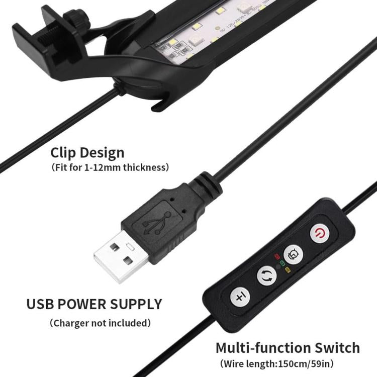 HS-Q1 USB DC5V 6W 15 LEDs Clip-on Aquarium Light with Timer and Dimming Function
