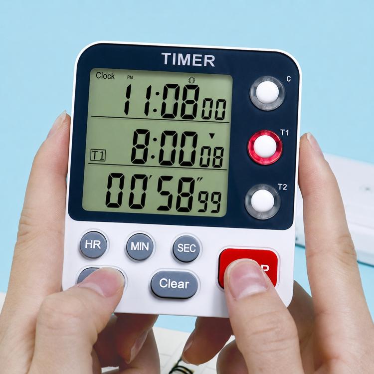 YS-319 Dual-Group Countdown Kitchen Timer Clock & Alarm with Mute and Flashing Light Alert, YS-319