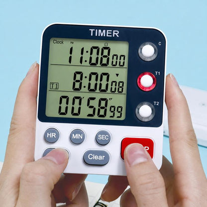 YS-319 Dual-Group Countdown Kitchen Timer Clock & Alarm with Mute and Flashing Light Alert, YS-319