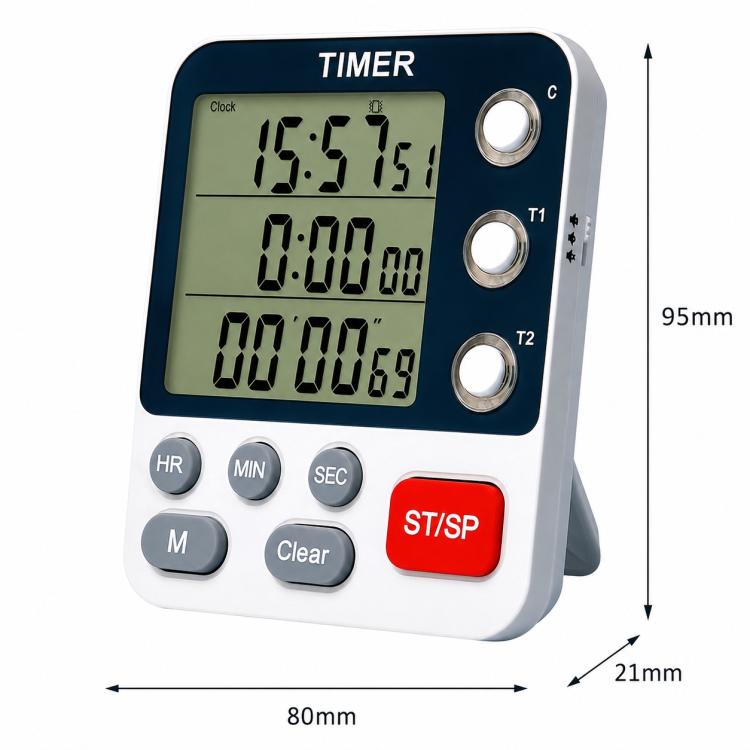 YS-319 Dual-Group Countdown Kitchen Timer Clock & Alarm with Mute and Flashing Light Alert, YS-319