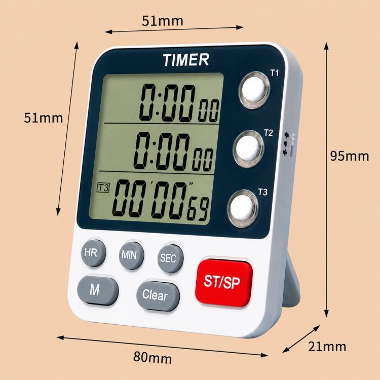 YS-318 Three-Group Countdown Kitchen Timer with Mute & Flashing Light Alert, YS-318