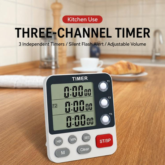 YS-318 Three-Group Countdown Kitchen Timer with Mute & Flashing Light Alert, YS-318