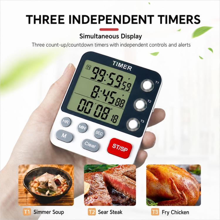 YS-318 Three-Group Countdown Kitchen Timer with Mute & Flashing Light Alert, YS-318