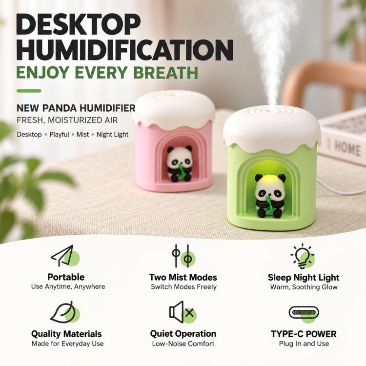 Type-C Mini Desktop Night Light Humidifier, Water Tank Capacity: 300ml, Panda, Angel