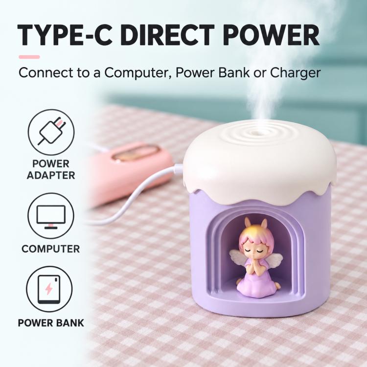 Type-C Mini Desktop Night Light Humidifier, Water Tank Capacity: 300ml, Panda, Angel