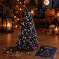 Purple and black beaded Christmas tree craft decoration with moon crescent details