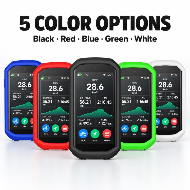 Set of silicone GPS covers in black, red, blue, green, and white