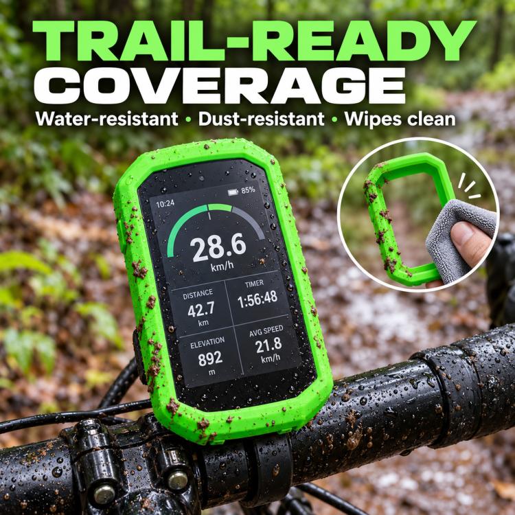 Green silicone protective cover for a bike handlebar stopwatch display