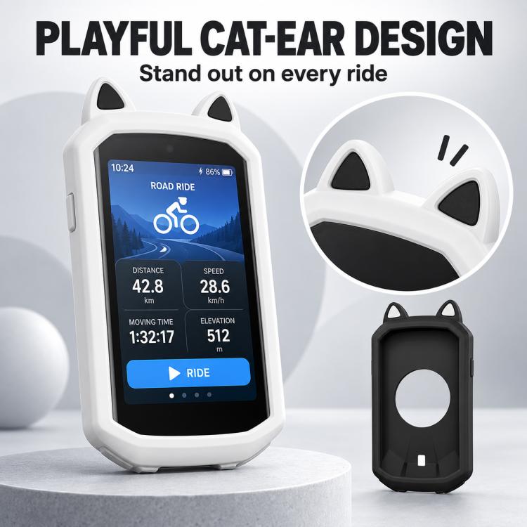 Bicycle Stopwatch Silicone Cat Ears Cover, For Garmin Edge 1050