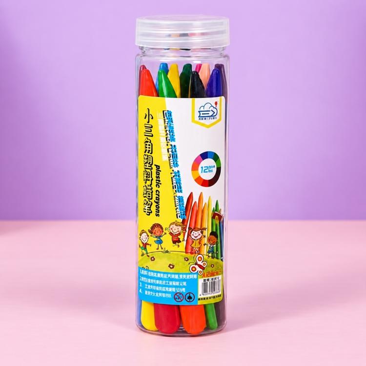 Children Washable Color Crayons Triangular Plastic Crayons, 12 Colors, 24 Colors, 36 Colors