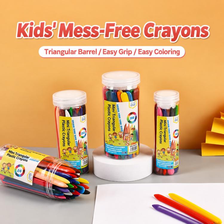 Children Washable Color Crayons Triangular Plastic Crayons, 12 Colors, 24 Colors, 36 Colors